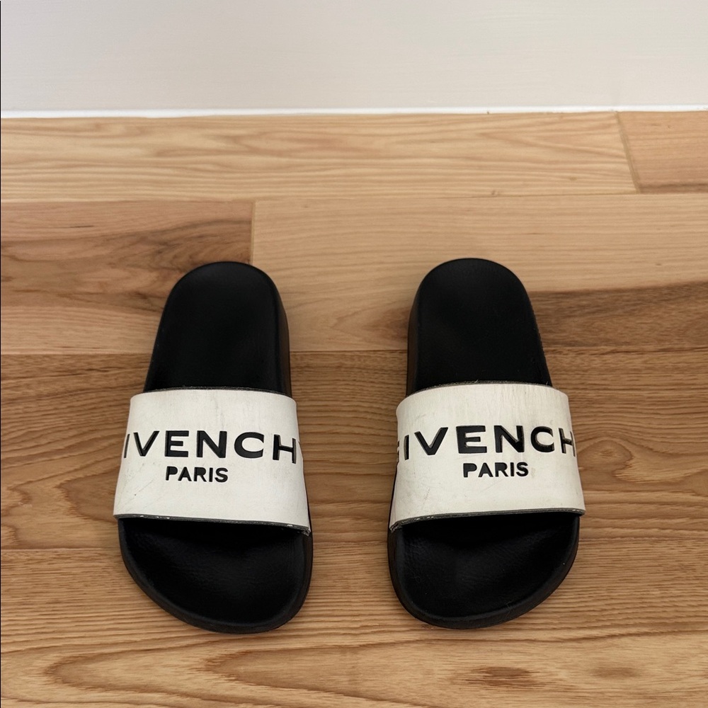 Givenchy Black and White Slides - Size 5